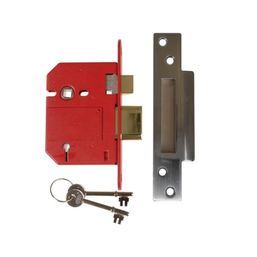Strongbolt 2200S Bs 5 Lever Mortice Sash Lock 81mm Satin Chrome Box