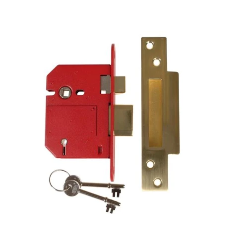 Union StrongBOLT 2200S BS 5 Lever Mortice Sash Lock 81mm Satin Brass Visi