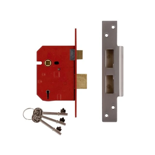 2234E 5 Lever BS Mortice Sash Lock Plated Brass Finish 67mm 2.5in Box