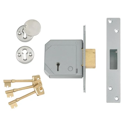 3G114E 5 Lever Mortice Deadlock C-Series 67mm Satin Brass