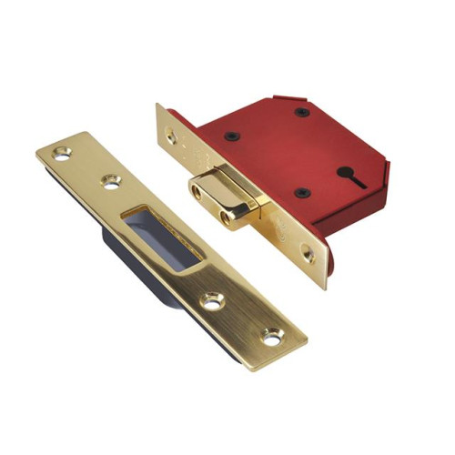 Strongbolt 2103S Polished Brass 3 Lever Mortice Deadlock Visi 65mm 2.5In