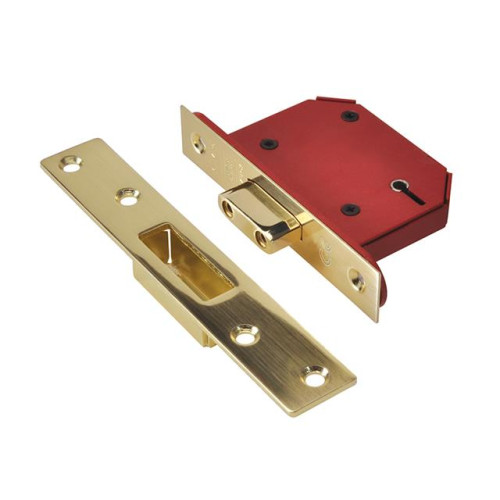 Strongbolt 2105S Polished Brass 5 Lever Mortice Deadlock Visi 65mm 2.5In