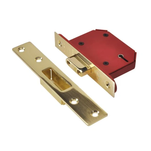 Strongbolt 2105S Polished Brass 5 Lever Mortice Deadlock Visi 65mm 2.5In