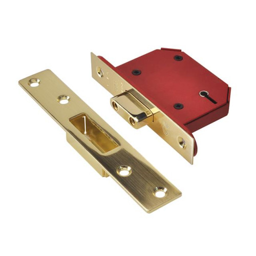 Strongbolt 2105S Polished Brass 5 Lever Mortice Deadlock Visi 79mm 3In