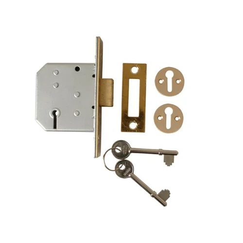 2177 3 Lever Mortice Deadlock Polished Brass 65mm 2.5in Visi