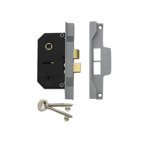Union 2242 2 Lever Mortice Rebated Sash Lock Silver Enamel 78.5mm 3in Visi