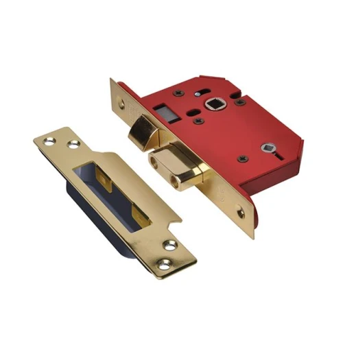 Strongbolt 22Wcs Polished Brass Mortice Bathroom Lock Visi 65mm 2.5In