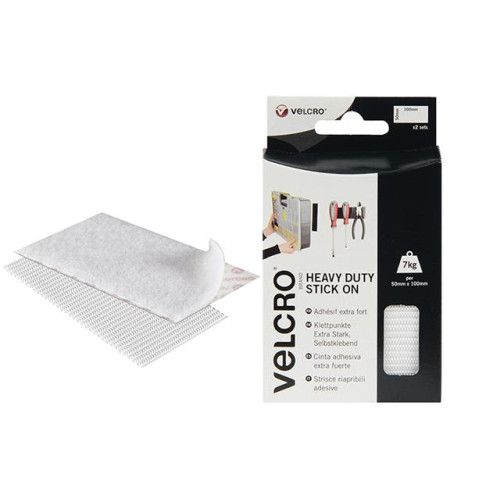 Velcro Heavy-Duty VELCRO® Brand Stick On Strips (2) 50 x100mm White