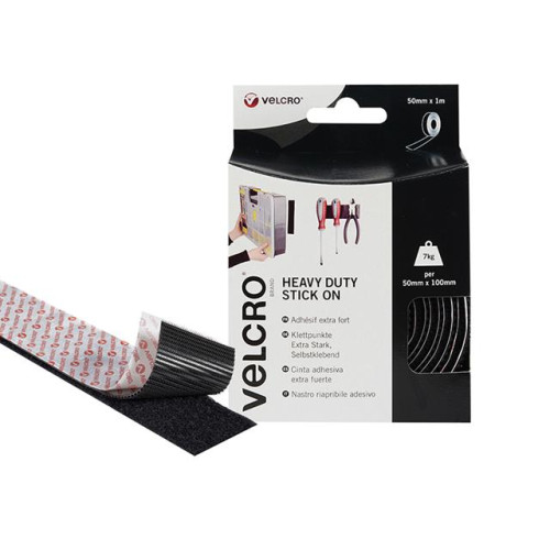Velcro Heavy-Duty VELCROÂ® Brand Stick On Tape 50mm x 1m Black
