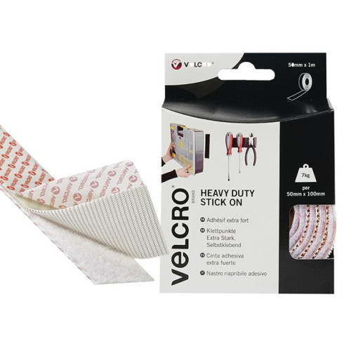 Velcro Heavy-Duty VELCROÂ® Brand Stick On Tape 50mm x 1m White