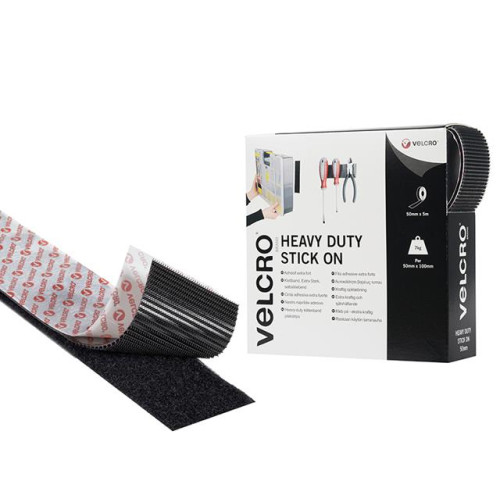 Velcro Heavy-Duty VELCROÂ® Brand Stick On Tape 50mm x 5m Black