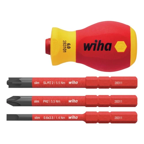 Wiha SoftFinish&Acirc;&reg; electric slimVario Stubby Screwdriver Set, 4 Piece