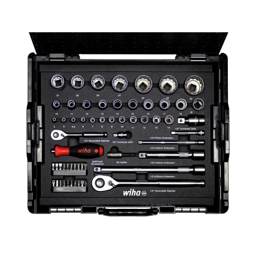 Wiha 1/4in & 1/2in Nut Driver & Bit Set, 60 Piece (inc. Case)