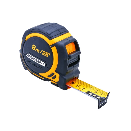 Komelon 8m (26ft) Contractors Tape with Free Belt Clip