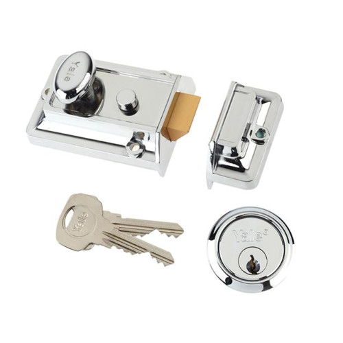 Yale 77 Traditional Nightlatch Chrome Finish 60mm Backset Box