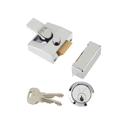 Yale 85 Deadlocking Nightlatch Chrome Finish 40mm Backset Box