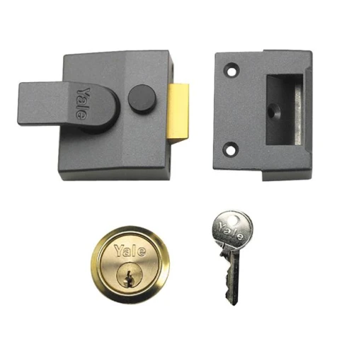 Yale 85 Deadlocking Nightlatch DMG Finish Brass Cylinder 40mm Backset Box