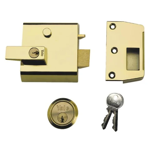 P1 Double Security Nightlatch Brasslux Finish 60mm Backset Visi