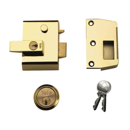 P2 Double Security Nightlatch Brasslux Finish 40mm Backset Visi