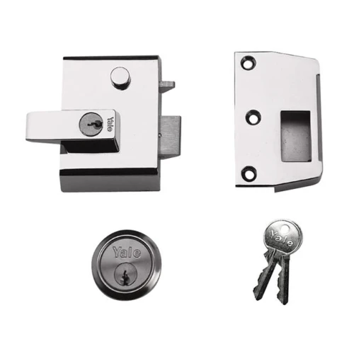 Yale P2 Double Security Nightlatch DMG/PB Finish 40mm Backset Visi