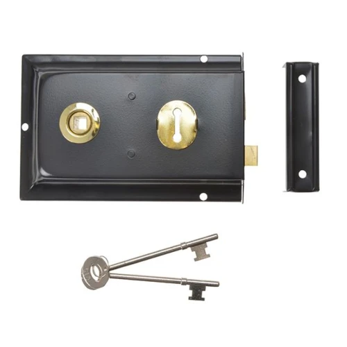 P334 Rim Lock Black Finish 156 x 104mm Visi