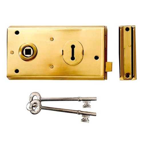 Yale P401 Rim Lock Polished Brass Finish 138 x 76mm Visi
