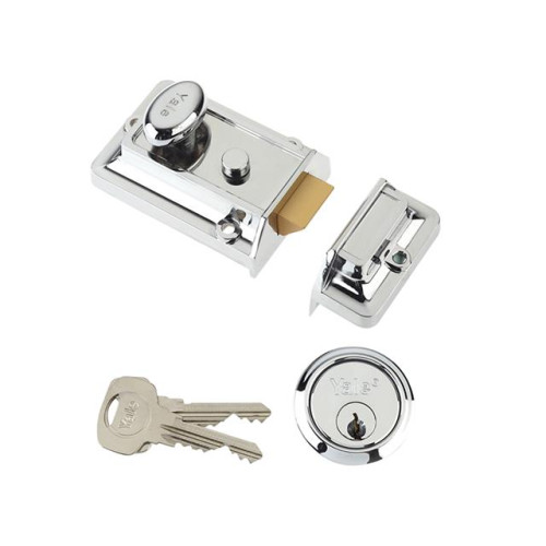 Yale P77 Traditional Nightlatch Chrome Finish 60mm Backset Visi