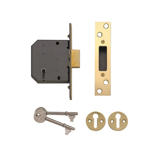 PM552 5 Lever Mortice Dead Lock 67mm 2.5in Polished Brass