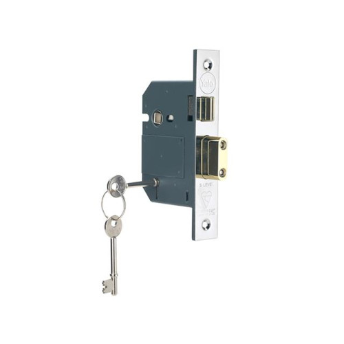 PM560 Hi-Security BS 5 Lever Mortice Sash Lock 67mm 2.5in Polish Chrome