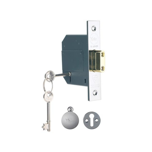 Yale PM562 Hi-Security Bs 5 Lever Mortice Dead Lock 67mm 2.5In Polish Chrome