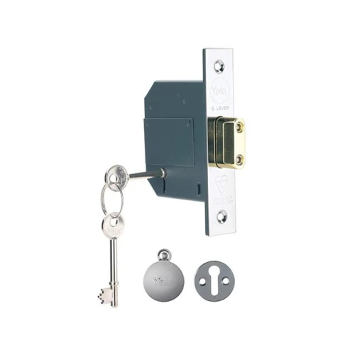 Yale PM562 Hi-Security Bs 5 Lever Mortice Dead Lock 67mm 2.5In Polish Chrome