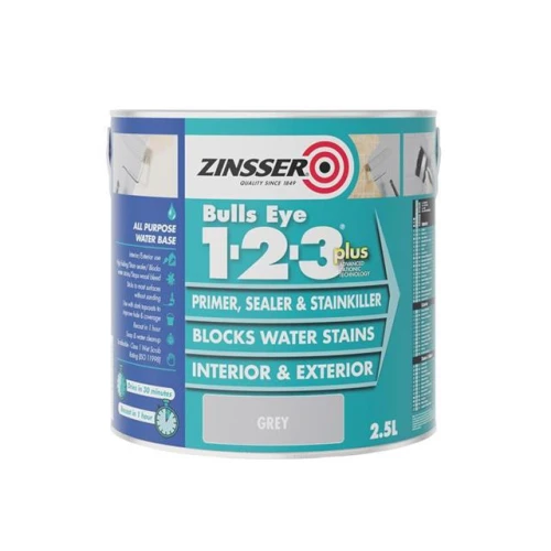 Zinsser Bulls EyeÂ® 1-2-3 Plus Primer, Sealer & Stain Killer Grey 2.5 litre
