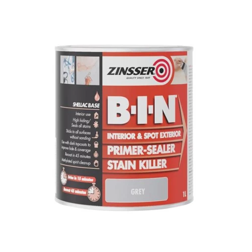 Zinsser B.I.NÂ® Primer, Sealer & Stain Killer Paint Grey 1 litre