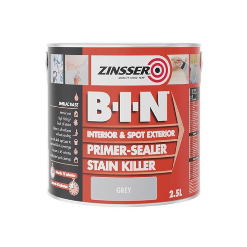 Stalbridge Building Supplies Ltd Zinsser B.I.N® Primer, Sealer & Stain Killer Paint Grey 2.5 litre