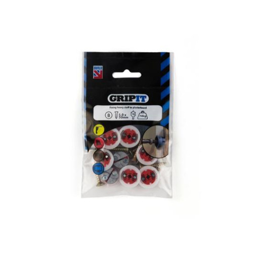 Gripit Red Plasterboard Fixing Pack 8