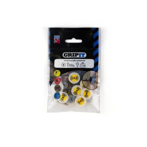 Gripit Yellow Plasterboard Fixing Pack 8