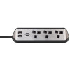 Brennenstuhl estilo Corner Extension Lead 240V 3-Gang 13A Black 2m