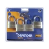 Defender Brass Padlock Quadpack 40mm