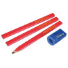 Faithfull Carpenters Pencils Red (Pack of 3 +Sharp Card)