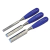 Faithfull Bevel Edge Chisel Blue Grip Set Of 3 12,19 & 25mm Carded