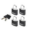 Masterlock Aluminium Black Vinyl Cover 20mm Padlock 3 Pin - Keyed Alike x 4