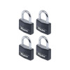 Masterlock Aluminium Black Vinyl Cover 40mm Padlock 4 Pin - Keyed Alike x 4