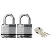 Masterlock Excell Laminated Steel 45mm Padlock - 24mm Shackle - Keyed Alike x 2