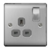 Nexus Metal Brushed Steel 1 Gang 13 Amp Switched Socket