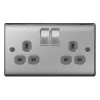 Nexus Metal Brushed Steel 2 Gang 13 Amp Switched Socket