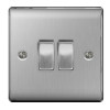Nexus Metal Brushed Steel 2 Gang 2 Way 10Ax Switch