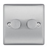 Nexus Metal Brushed Steel 2 Gang 2 Way Dimmer Switch