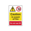 Scan Caution Event of Fire Do Not Use Lift - PVC Sign 200 x 300mm