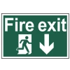 Scan Fire Exit Running Man Arrow Down - PVC 300 x 200mm