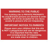 Scan Building Site Warning To Public And Parents - PVC 600 x 400mm